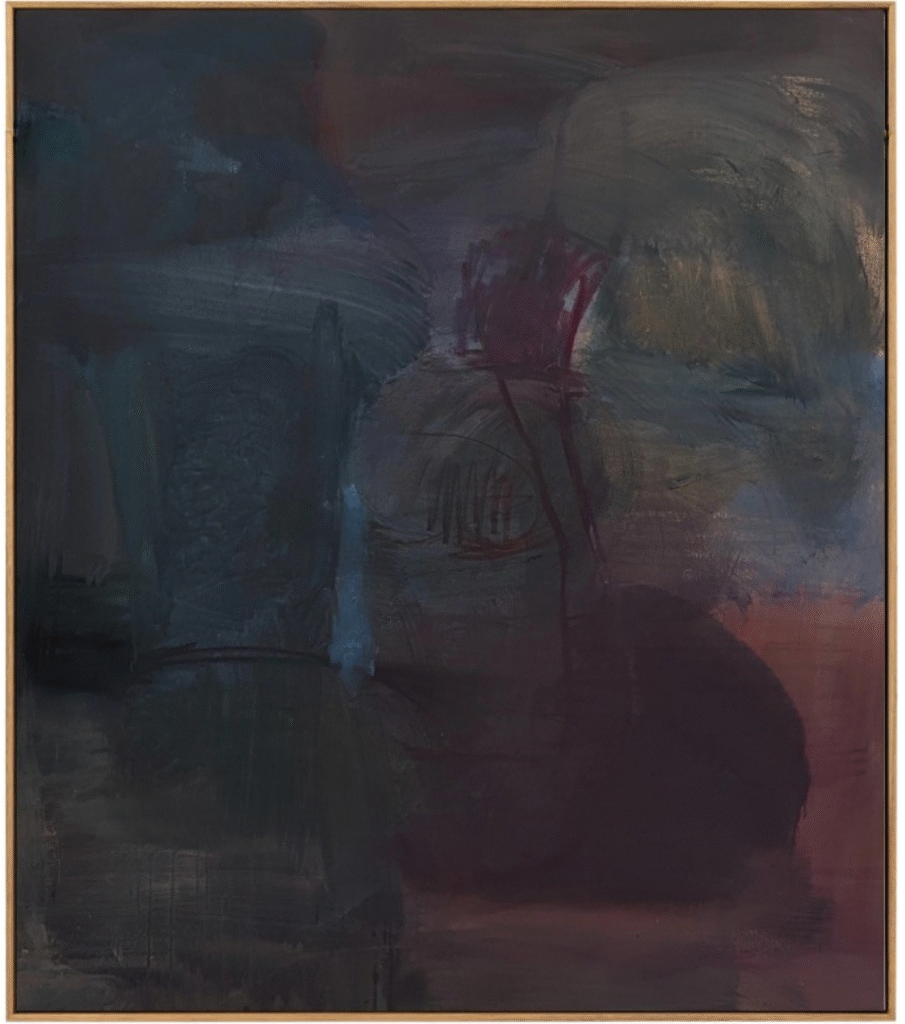 Ritual, 130x150cm original abstract painting in Tasmanian oak float frame by Perth artist Kate Dolan